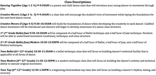 Class Descriptions 